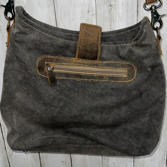 Myra Bounce Back Shoulder Bag Aztec Cheetah Leopard Print USED Brown Blue - Picture 5 of 7